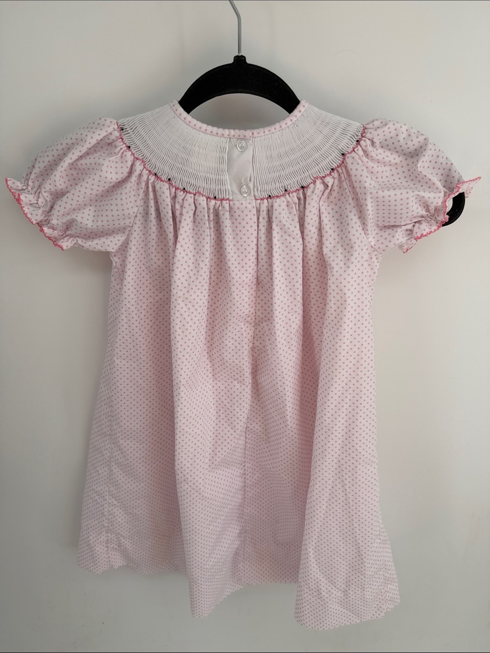 Classic Whimsy Parisian Eiffel Tower poodle embroidered smocked polka dot dress - Picture 7 of 8